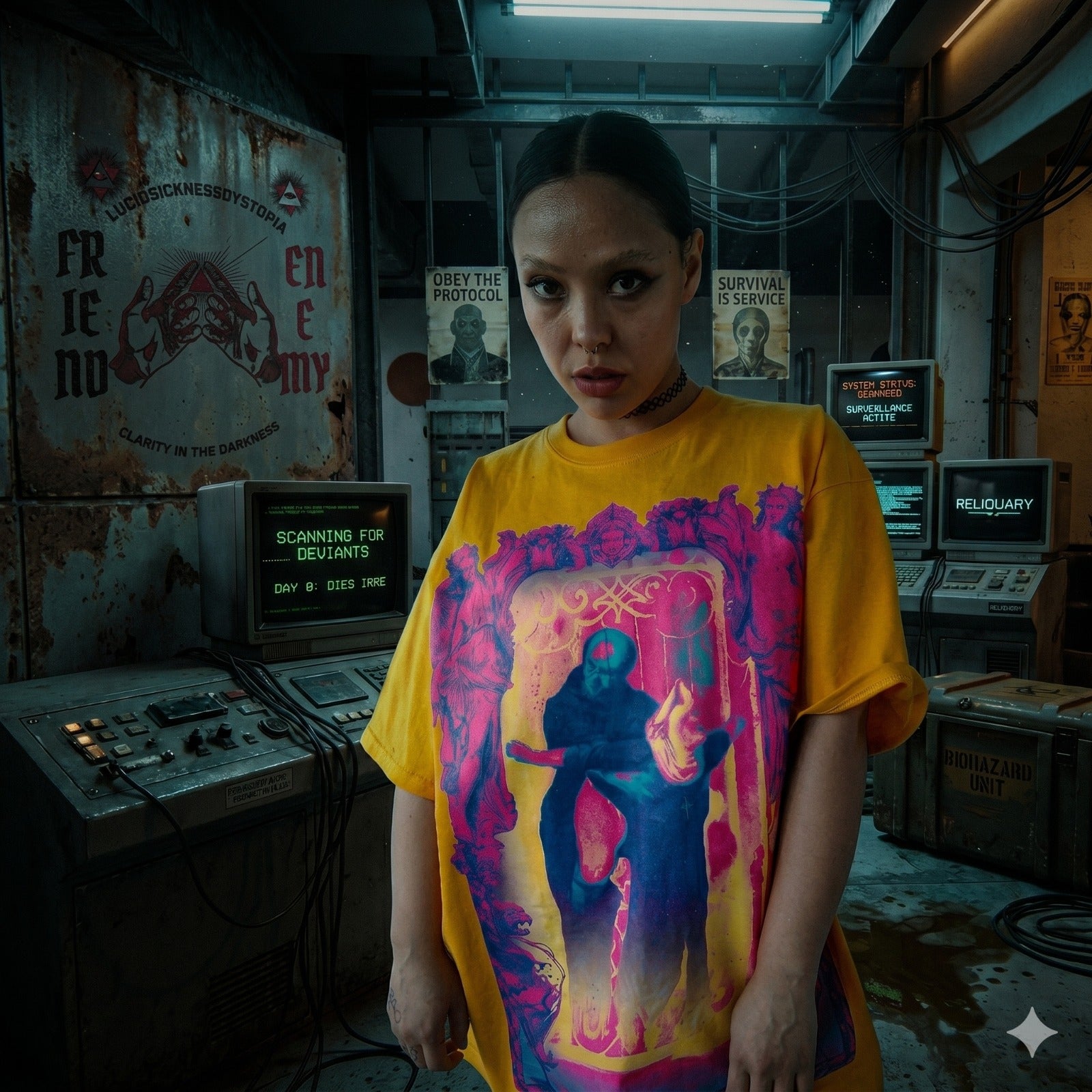 LucidSickness “The Sin” Neon Gothic Graphic T-Shirt